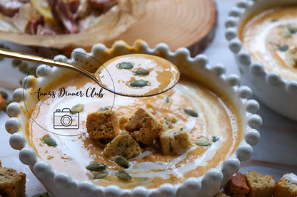 Creamy roasted garlic pumpkin soup  - exclusive set