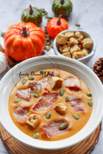 Pumpkin and bacon soup- exclusive set