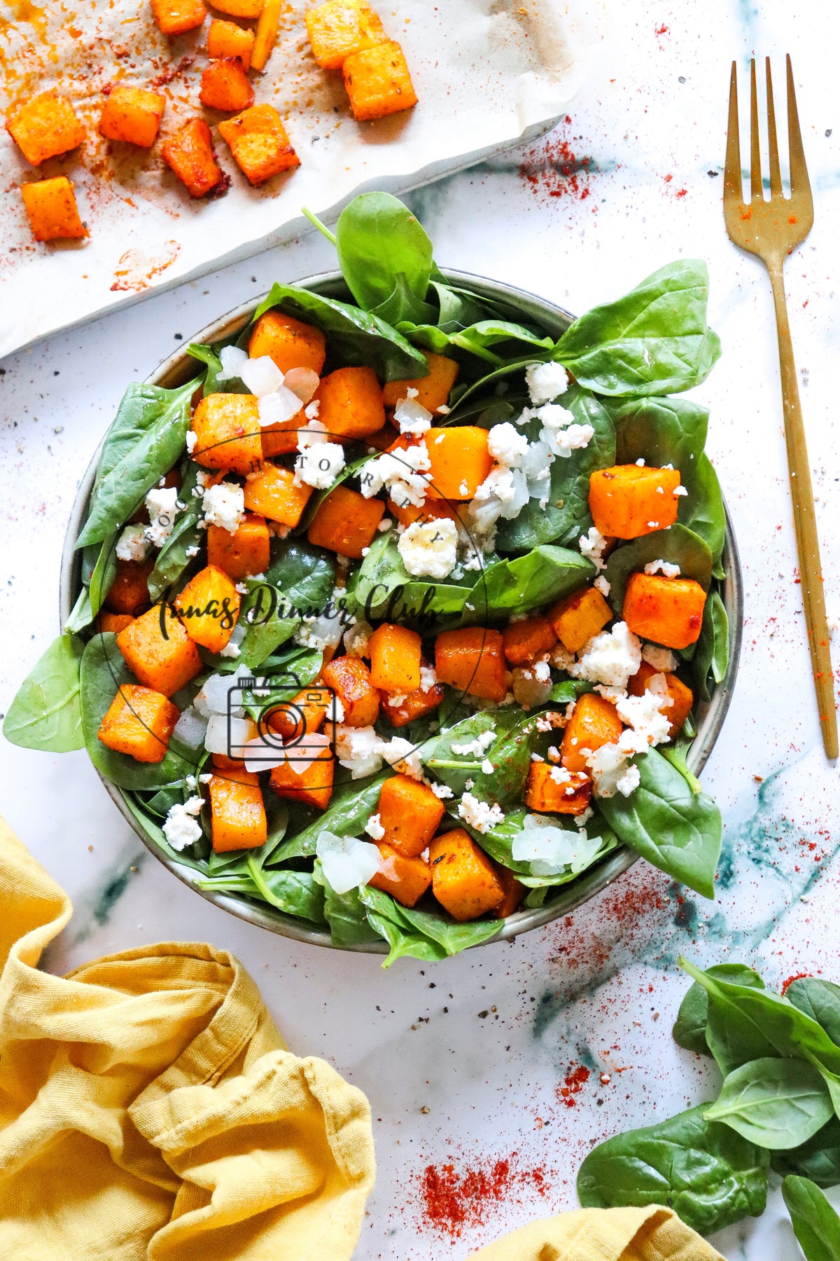 Roast pumpkin spinach feta salad   - exclusive set
