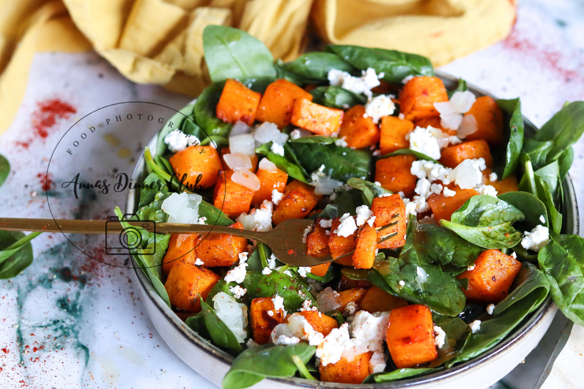 Roast pumpkin spinach feta salad   - exclusive set