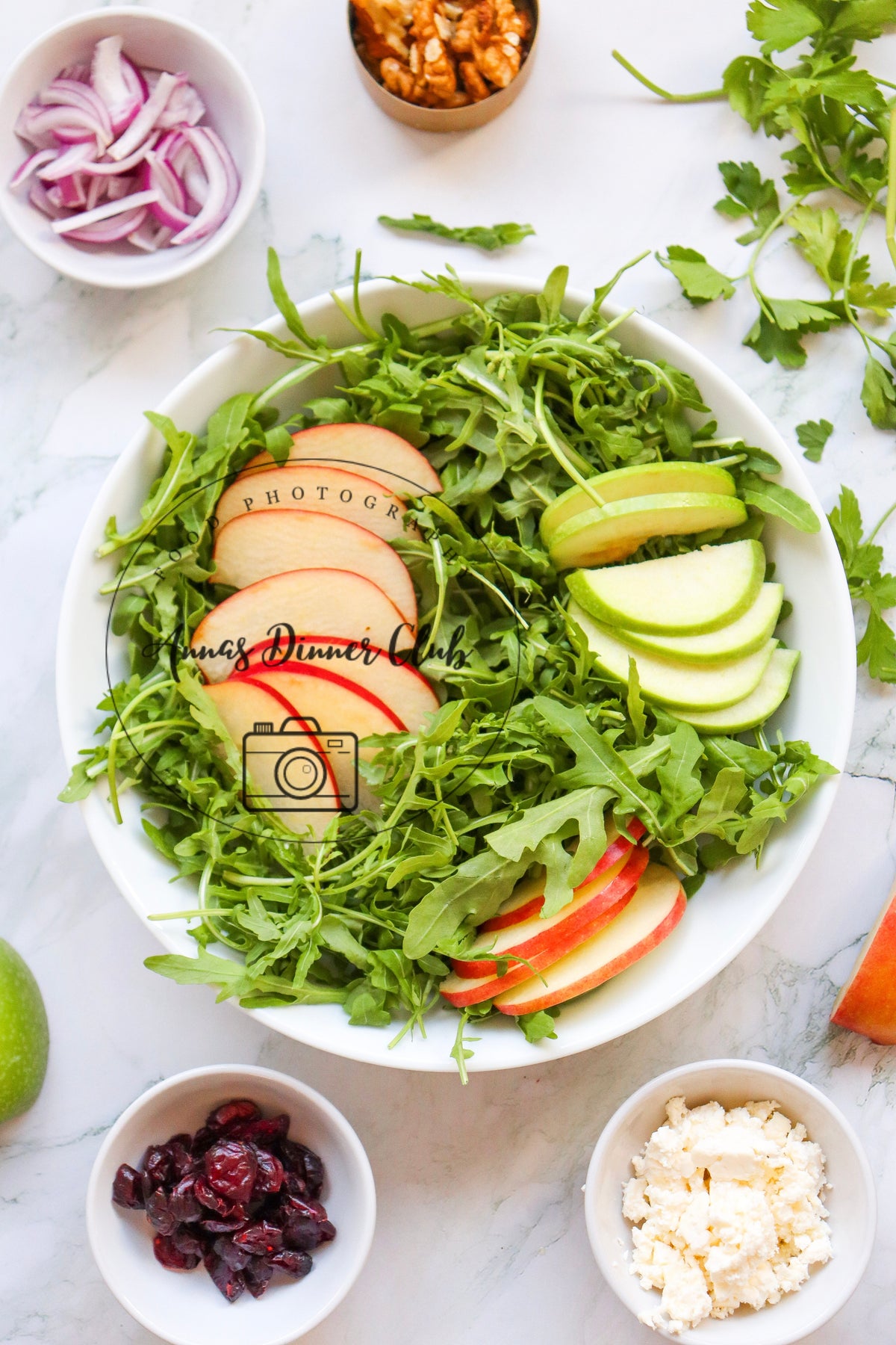 Winter-Style Apple Walnut Salad with White Balsamic Vinaigrette- exclusive set