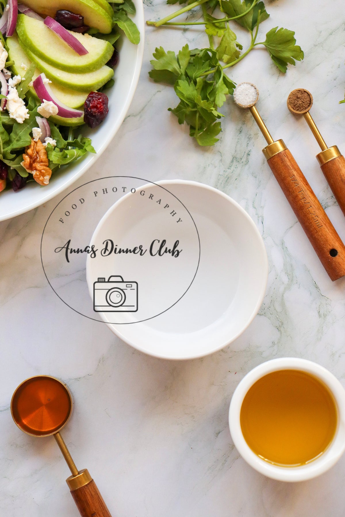 Winter-Style Apple Walnut Salad with White Balsamic Vinaigrette- exclusive set