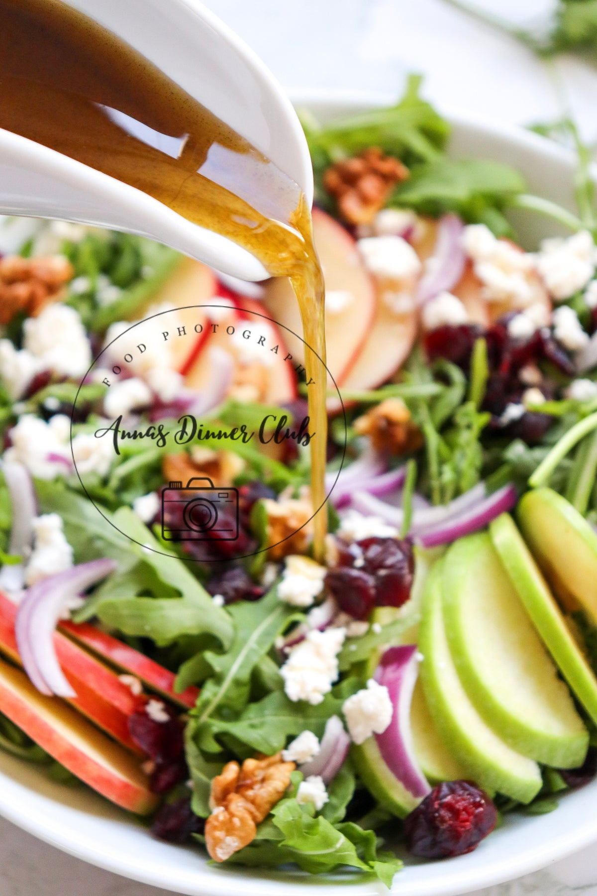 Winter-Style Apple Walnut Salad with White Balsamic Vinaigrette- exclusive set