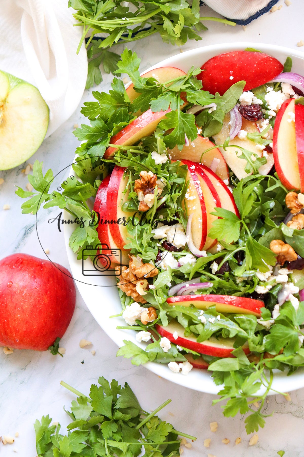 Winter-Style Apple Walnut Salad with White Balsamic Vinaigrette- exclusive set