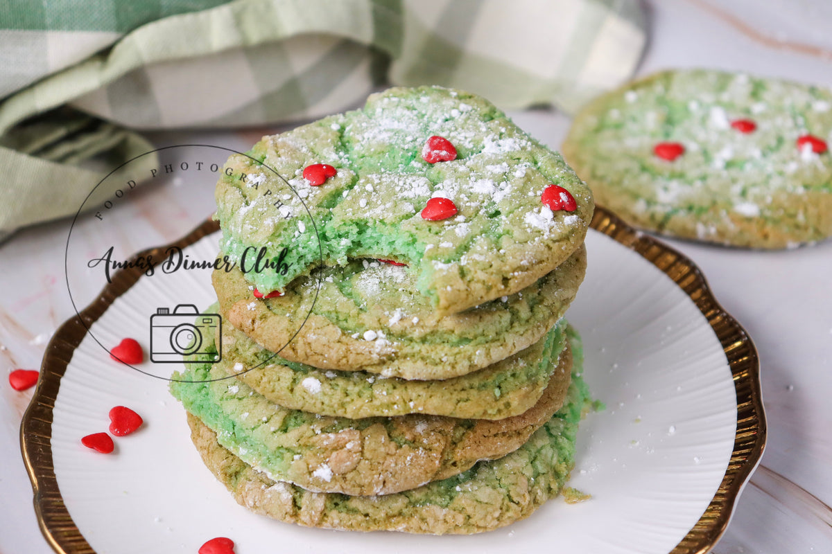 Grinch Cake Mix Crinkle Cookies (Minty Green Crinkles)- exclusive set