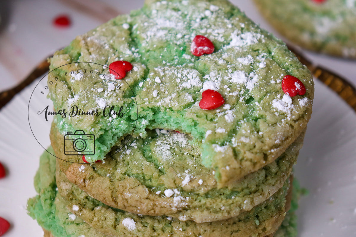 Grinch Cake Mix Crinkle Cookies (Minty Green Crinkles)- exclusive set