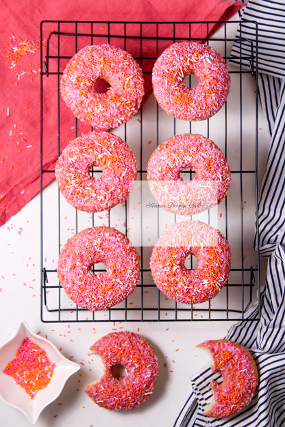 Home made pink- orange donuts PLR set