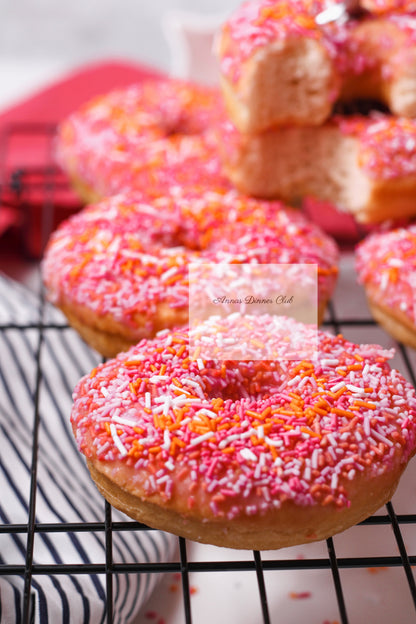 Home made pink- orange donuts PLR set