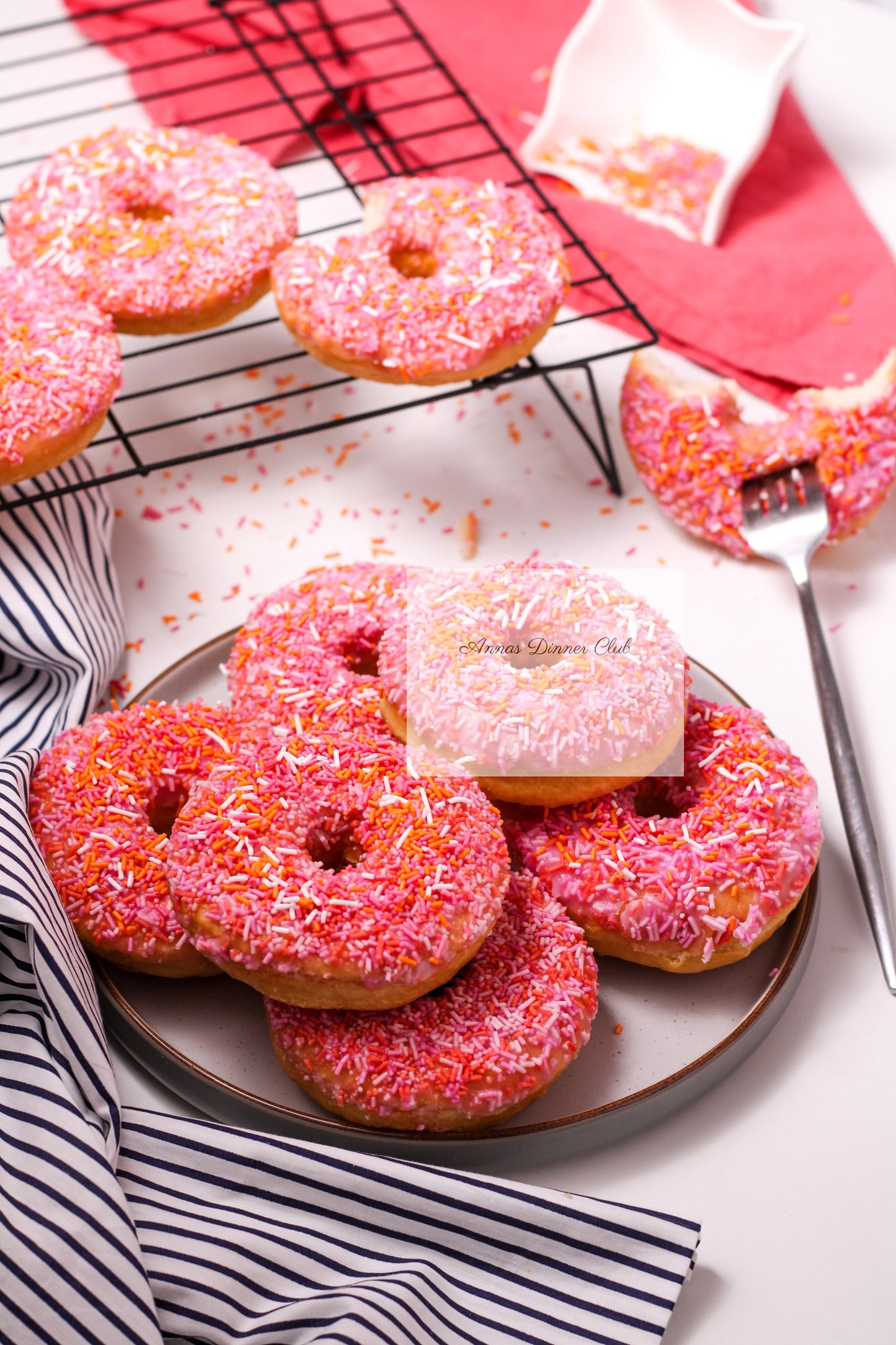 Home made pink- orange donuts PLR set