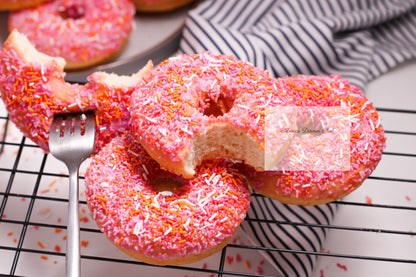 Home made pink- orange donuts PLR set