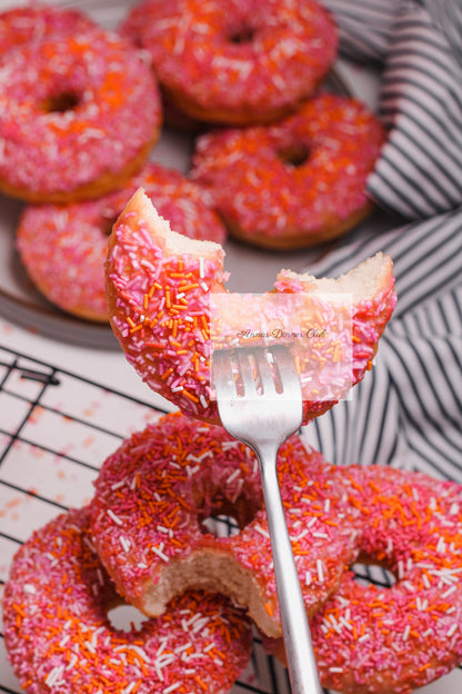 Home made pink- orange donuts PLR set