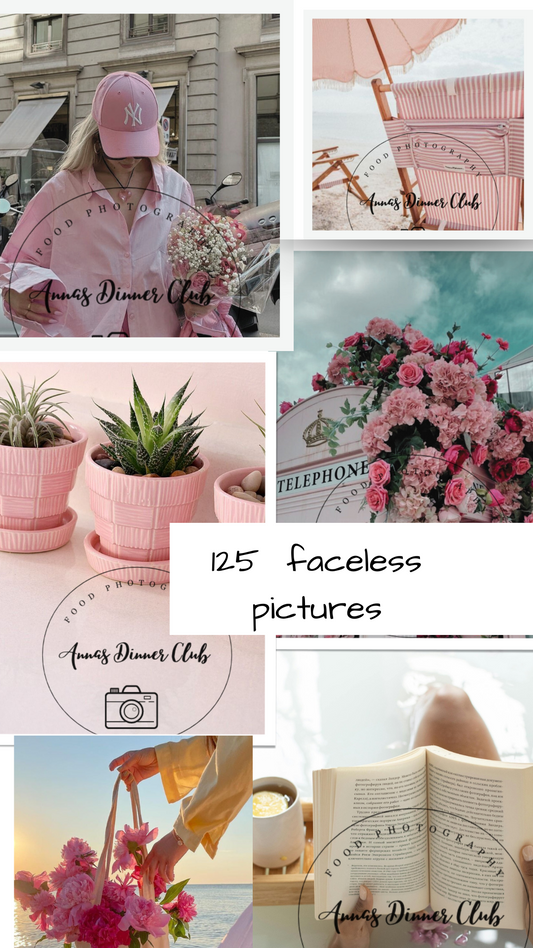 125 Instagram / Blog Faceless pictures,stories. Pink Aesthetic  Faceless digital set PLR MRR